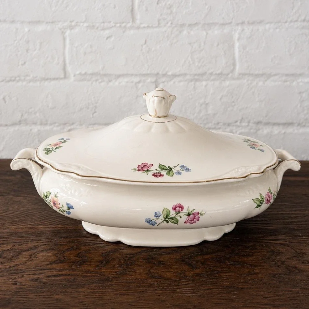 Homer Laughlin Virginia Rose Covered Dish - Vintage Coffee Bar Organizer Bowl